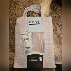 13-Piece Taupe Shower Curtain Set - New